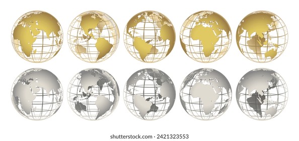 vector GOLD and SILVER globes