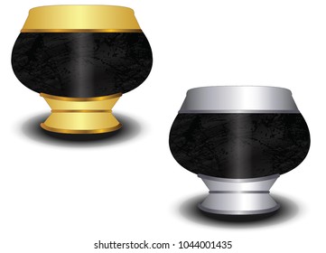 vector of gold and silver monk alms bowl equipment of monk to get food from people in bhuddism