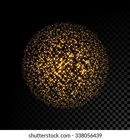 Vector gold sparkle glitter background. Glitter stars background