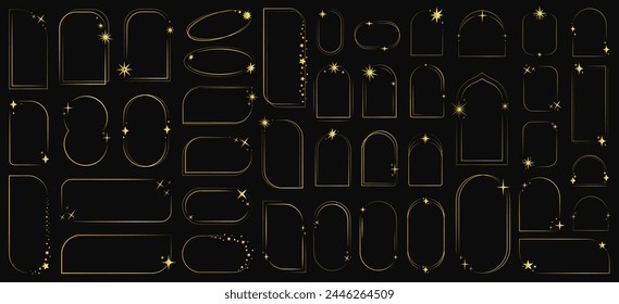 Vector de oro brilla. Círculo de brillo dorado. Marco con brillo para logotipo, icono, tarjeta vip, regalo