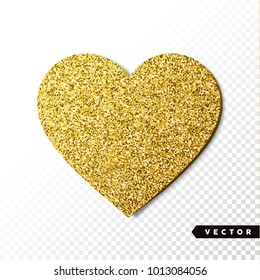 Vector gold sparkles heart. Valentines Day Vector Sparkles and Glitters. Holiday Design.