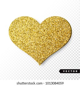 Vector gold sparkles heart. Valentines Day Vector Sparkles and Glitters. Holiday Design.