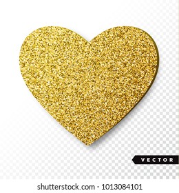 Vector gold sparkles heart. Valentines Day Vector Sparkles and Glitters. Holiday Design.