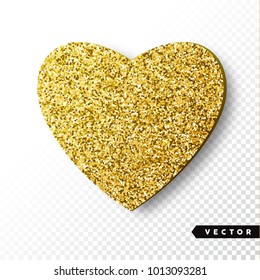 Vector gold sparkles heart. Valentines Day Vector Sparkles and Glitters. Holiday Design.