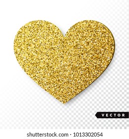 Vector gold sparkles heart. Valentines Day Vector Sparkles and Glitters. Holiday Design.