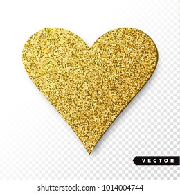 Vector gold sparkles heart. Valentines Day Vector Sparkles and Glitters. Holiday Design.