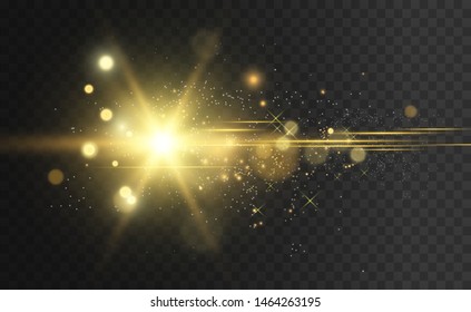 
Vector Gold Sparkles,
magic, bright light effect on a transparent background. Gold dust.