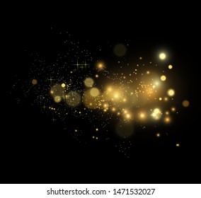 Vector Gold Sparkles, magic, bright light effect on a transparent background. Gold dust.