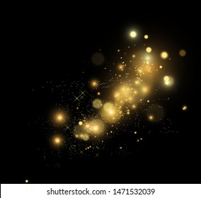 Vector Gold Sparkles, magic, bright light effect on a transparent background. Gold dust.