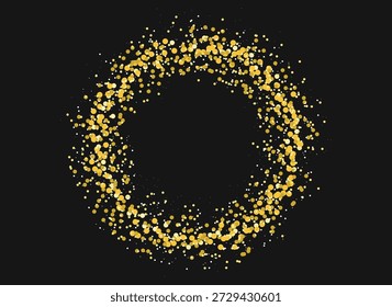 Vetor ouro brilha no fundo preto. Textura de pó dourado para publicidade. Design de glamour para cartaz ou banner. Ilustração vetorial	