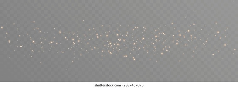 Vector gold sparkles on an isolated transparent background. Atomization of golden dust particles png. Glowing particles png. Gold dust. Light effect.