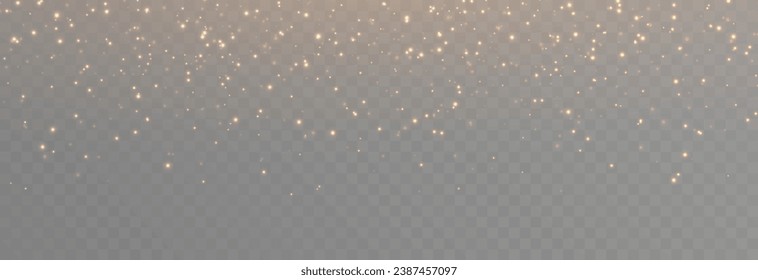 El oro vectorial brilla sobre un fondo transparente aislado. Atomización de partículas de polvo dorado png. Partículas brillantes png. Polvo de oro. Efecto ligero.