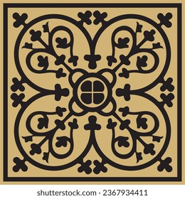 Vector gold square classic european national ornament. Ethnic pattern of the Romanesque peoples. Tiles of ancient greece, roman empire