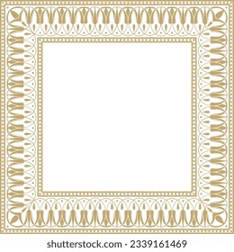 Vector gold square classic greek meander ornament. Pattern of ancient Greece. Border, frame of the Roman Empire.
