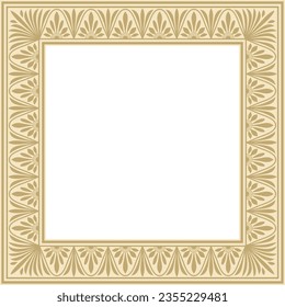 Vector gold square classic greek meander ornament. Pattern of ancient Greece. Border, frame of the Roman Empire.
