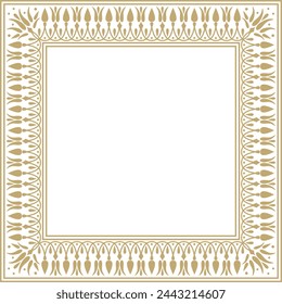 Vector gold square classic greek meander ornament. Pattern of ancient Greece. Border, frame of the Roman Empire.
