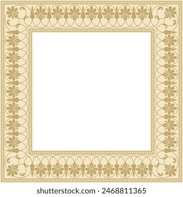 Vector gold square classic greek meander ornament. Pattern of ancient Greece. Border, frame of the Roman Empire.
