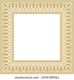 Vector gold square classic greek meander ornament. Pattern of ancient Greece. Border, frame of the Roman Empire.
