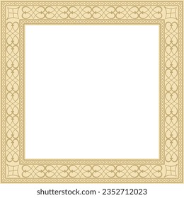 Vector gold square classic renaissance ornament. Endless european border, revival style frame.
