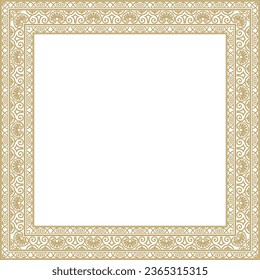 Vector gold square classic renaissance ornament. Endless european border, revival style frame.
