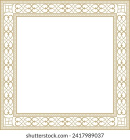 Vector gold square classic renaissance ornament. Endless european border, revival style frame.
