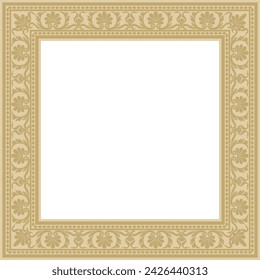 Vector gold square classic renaissance ornament. Endless european border, revival style frame.
