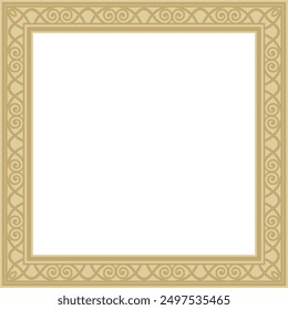 Vector gold square classic renaissance ornament. Endless european border, revival style frame.
