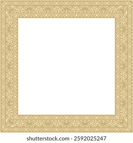 Vector gold square classic renaissance ornament. Endless european border, revival style frame.
