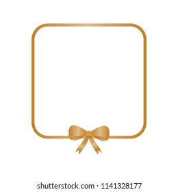 Vector gold square frame with decorative golden bow.