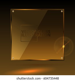 Vector gold square glass - light background and banner