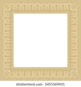 Vektorgrafik Gold Quadrat Türkisches Ornament. Endlose osmanische Nationalgrenze, Rahmen, Ring