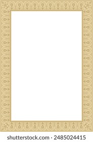 Vector gold square turkish ornament. Endless Ottoman national border, frame, ring