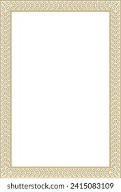 Vector gold square Yakut ornament. An endless rectangular border, a frame of the northern peoples of the Far East.