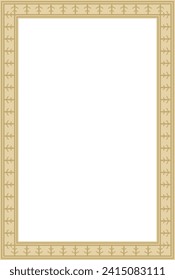 Cuadrado de oro vectorial. Una interminable frontera rectangular, un marco de los pueblos del norte del Lejano Oriente.