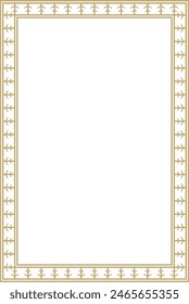 Vector gold square Yakut ornament. An endless rectangular border, a frame of the northern peoples of the Far East.