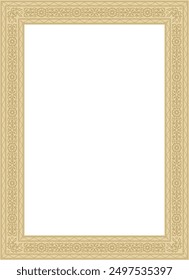 Vector gold square Yakut ornament. An endless rectangular border, a frame of the northern peoples of the Far East.