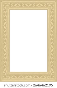 Vector gold square Yakut ornament. An endless rectangular border, a frame of the northern peoples of the Far East.