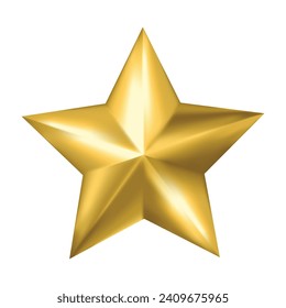 Vector gold star illustration on white background.