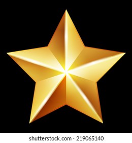 Vector gold star on black background