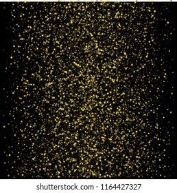 Vector Gold Stars Confetti, Christmas Celebration Background. VIP Premium New Year, Birthday Party Decoration. Trendy Ads Sale Banner Falling Down Gold Stars Tetxure. Sparkling Glitter, Winter Holiday