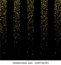 Vector Gold Stars Confetti, Christmas Celebration Background. VIP Premium New Year, Birthday Party Decoration. Magic Ads Sale Banner Falling Down Gold Stars Pattern. Sparkling Glitter Holiday Garland