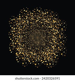 Vector gold stars illustration on black background