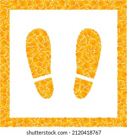 Vector gold stay here mosaic icon. Stay here is isolated on a white background. Gold particles mosaic based on stay here icon. Mosaic stay here iconic image is organized from yellow parts.