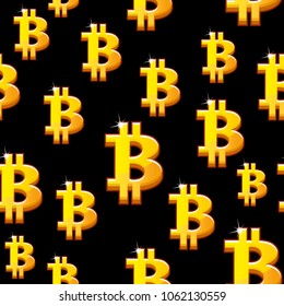 Vector Gold symbol Bitcoin seamless Pattern. Cryptocurrency electronic. Cryptocurrency electronic payments.