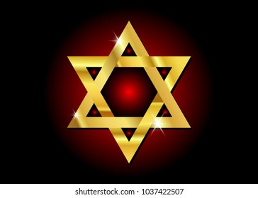 Vector gold symbol of Judaism religion, Golden Star of David