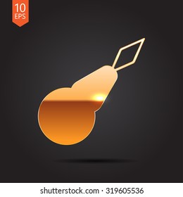 Vector gold tailor needle threader icon on dark background 