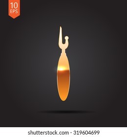 Vector gold tailor seam ripper icon on dark background 