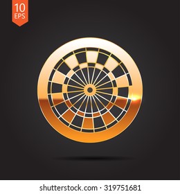 Vector gold target icon on dark background 