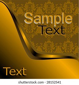 Vector Gold Template With Damask Background