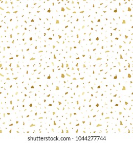Vector gold terrazzo floor seamless pattern. Fashion marble abstract background.